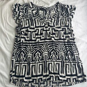 Rachel Zoe Black and White Patterned Blouse
